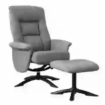 Fabric Swivel Recliner Chair and Stool with Lumber Support